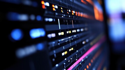 Close-up of a computer screen displaying audio waveform and digital music production interface.