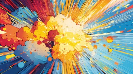 Poster - Colorful explosion with dynamic patterns and vivid hues captured in an abstract design in bright tones. Generative AI