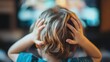 © dominic - Child Watching Television, Stressed, Hands on Head, Blonde Hair, Screen Time, Distressed Expression,