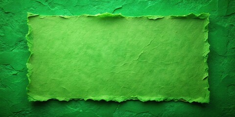 Aufkleber - Textured Green Paper on a Green Background with a Torn Edge