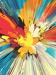 Aufkleber - Vibrant explosion of colors with dynamic patterns in an artistic design. Generative AI