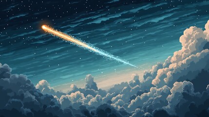 Wall Mural - colorful meteor trails in night sky.