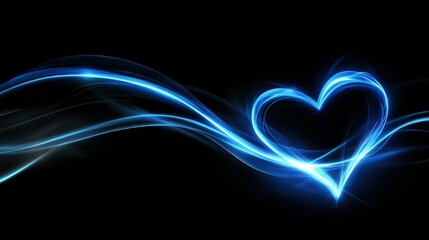Wall Mural - a sleek blue glowing line forming a heartbeat wave that transitions into a heart shape, set against 