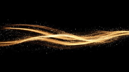 Poster - Golden flow with glittering particles.