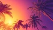 © Natalia - Retro sunset with palm trees background