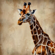 © AviPicBox - Watercolor drawing of a giraffe in vintage style for the design of magazines, books, textbooks