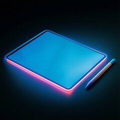 Wall Mural - a tablet with a pen on top of it. the tablet is blue and the pen is white