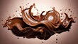 © AlmerGungor - Melted chocolate splash milk white cocoa swirl pouring drop flowing liquid fluid drink isolated in light background closeup