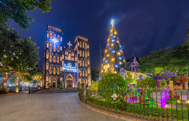 Saint Joseph’s Cathedral Church in Hanoi city before Christmas