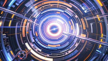Abstract technology background with binary code and blue light design illustrates the future of digital data