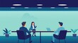© Michel - Business Meeting Illustration:  A woman leads a productive meeting with two colleagues in a modern office setting. The illustration conveys professionalism and collaboration.