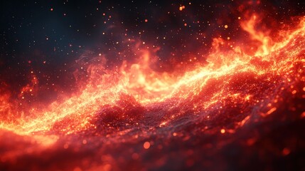 Wall Mural - Fiery abstract background with glowing embers and sparks.