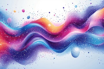 Wall Mural - Abstract colorful wave with glitter and particles.