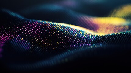 Wall Mural - Abstract wave of colorful particles flowing.
