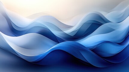 Wall Mural - Abstract blue waves, flowing, dynamic, gradient, smooth curves, elegant, modern background.