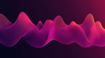 Wall Mural - Abstract pink and purple wave flowing smoothly on dark background.