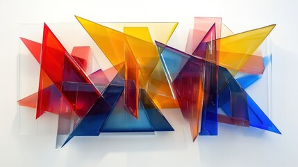 Canvas Print - Abstract colorful acrylic geometric wall art sculpture.