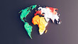 © bcendet - Low-poly world map illustration, global connectivity concept, grey background, website banner.