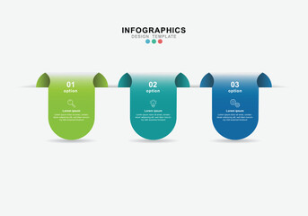 Fototapete - Modern business infographic template with marketing icons and 3 options or steps.