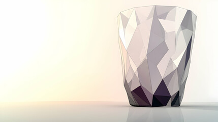 Geometric glass, studio shot, white background, product display, drinkware design.