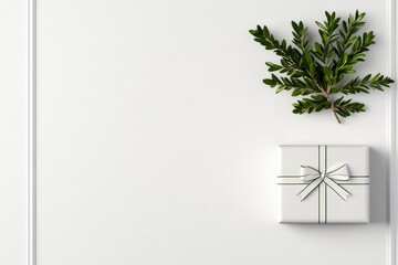 Aufkleber - A minimalist design of a small gift box with a simple ribbon, placed against a clean white background for a sleek, modern aesthetic