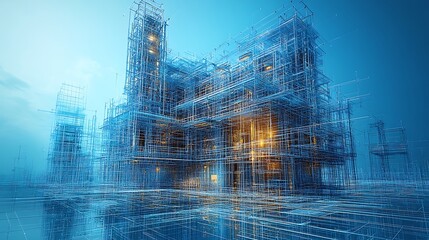 Wall Mural - futuristic design features complex architectural networks and modern structural innovation images