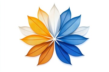 Fototapete - A simple depiction of overlapping circles forming a geometric flower, created with bold lines and gradient colors on a white background