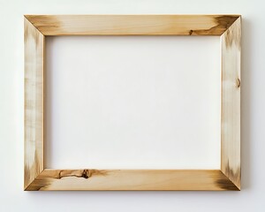 Contemporary maple wood frame, top view on a white background, showing its polished texture and fine details.