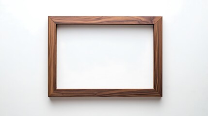 Contemporary walnut frame with clean lines, isolated from above on a white backdrop, emphasizing its modern style.