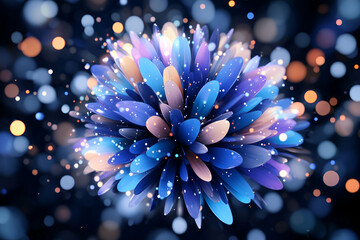 Wall Mural - Abstract Colorful Flower Burst, Digital Art with Glowing Petals and Sparkling Background