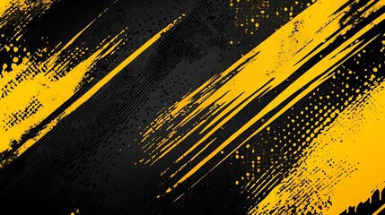 Poster - Abstract yellow brush strokes on dark.