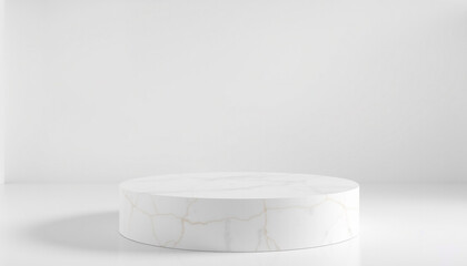 Minimal white marble texture podium for product display and showcase