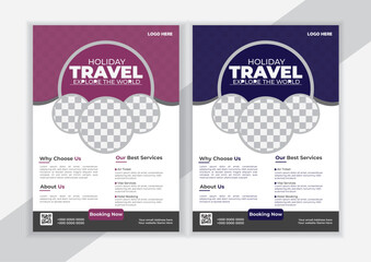 travel flyer design template, tour flyer, tourism color a4 print ready flyer, Creative travel and holiday social media post business flyer template.