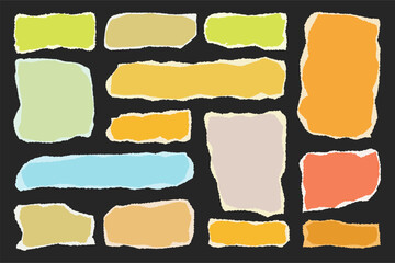 Wall Mural - ripped paper strips. realistic crumpled paper scraps with torn edges. shreds of notebook, book or ol