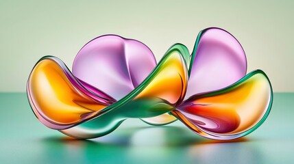 Wall Mural - Abstract Colorful Glass Sculpture Iridescent Petals