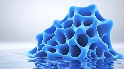 Wall Mural - Abstract Blue 3D Structure Floating on Water