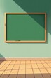 © haiqiang - a rendering of a green chalkboard in a room with a wooden floor