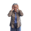 © dobok - old woman have headache isolated on transparent background