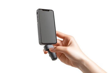 hand using selfie stick isolated white