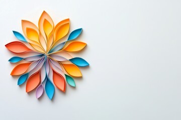 Fototapete - A simple depiction of overlapping circles forming a geometric flower, created with bold lines and gradient colors on a white background