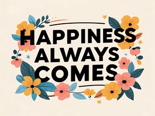 Wall Mural - Happiness Always Comes Floral Design