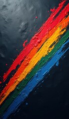 Wall Mural - painting of a rainbow painted on a black wall with a red