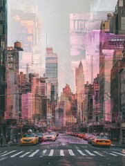 Poster - Cityscape merging with digital neural network showcasing AI integration in urban life. Generative AI