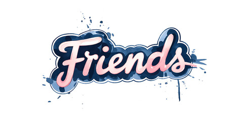 Wall Mural - A watercolor style illustration of the Friends logo with the text 