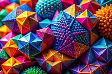 Wall Mural - abstract geometric macro photography: bright shapes & vibrant colors