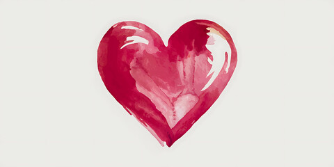 Wall Mural - A watercolor style illustration of a large red heart on a white background