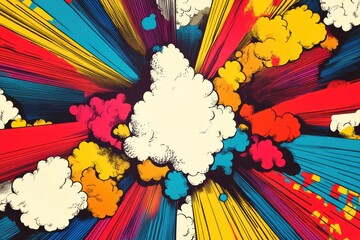 Aufkleber - Vibrant explosion of colors with dynamic shapes and contrasting patterns in artistic design. Generative AI