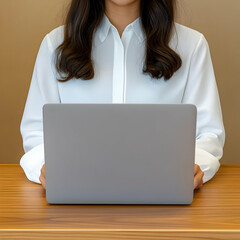 Wall Mural - Woman Working on Laptop Illustration