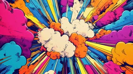 Aufkleber - Colorful abstract art display with vibrant clouds and dynamic energy in a modern design setting. Generative AI