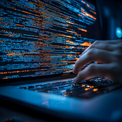 Coding at Night Laptop Illustration